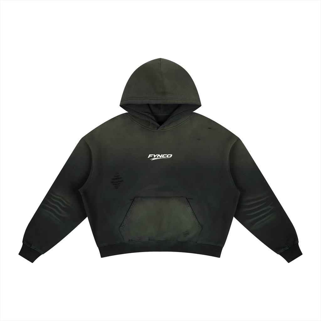 Fynco Frayed Sunfade Boxy Fleece Hoodie