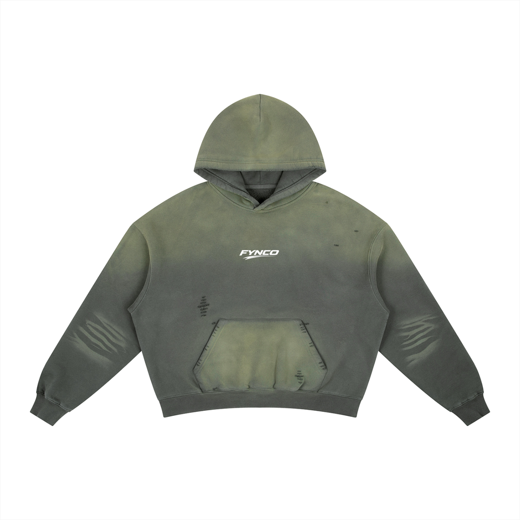 Fynco Frayed Sunfade Boxy Fleece Hoodie