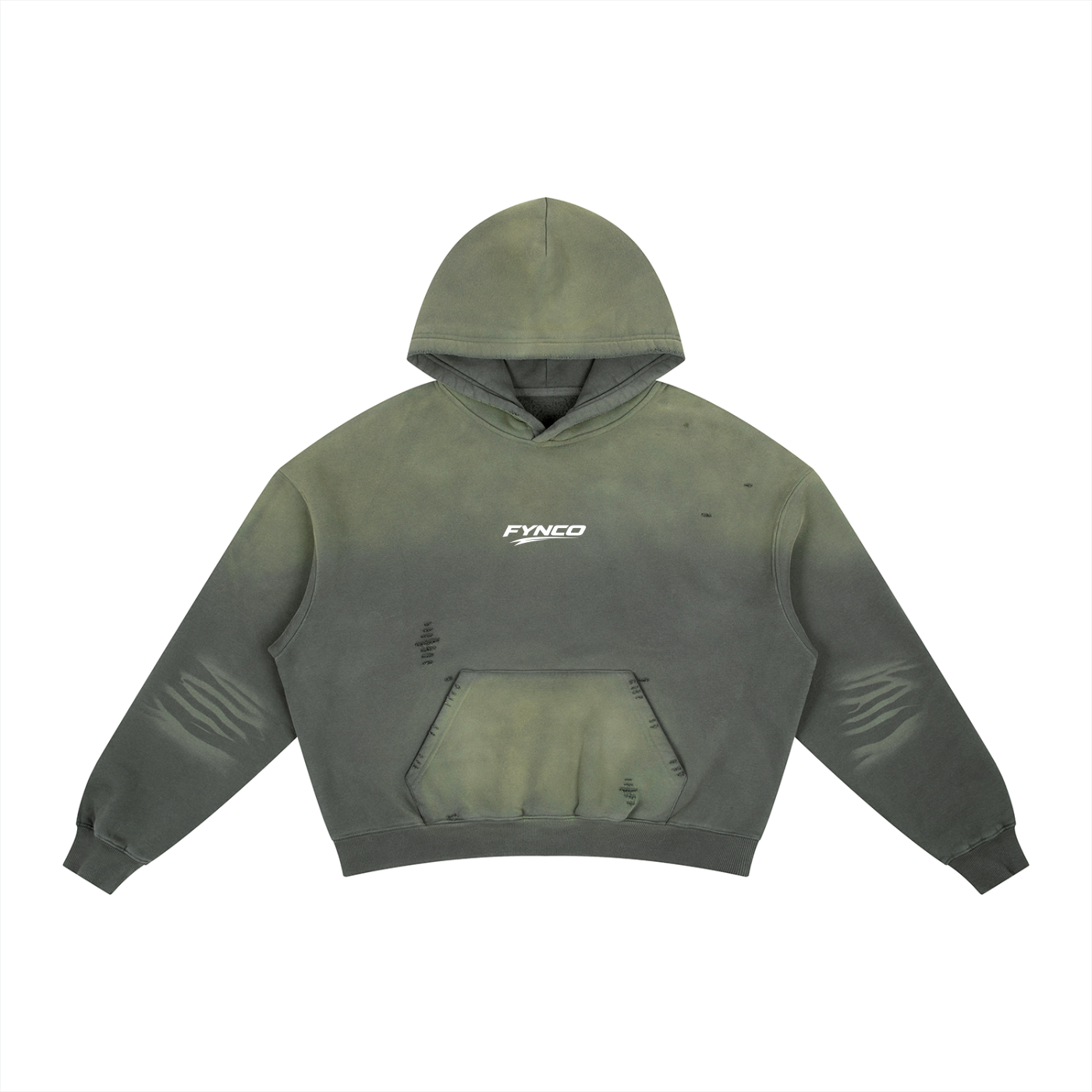 Fynco Frayed Sunfade Boxy Fleece Hoodie