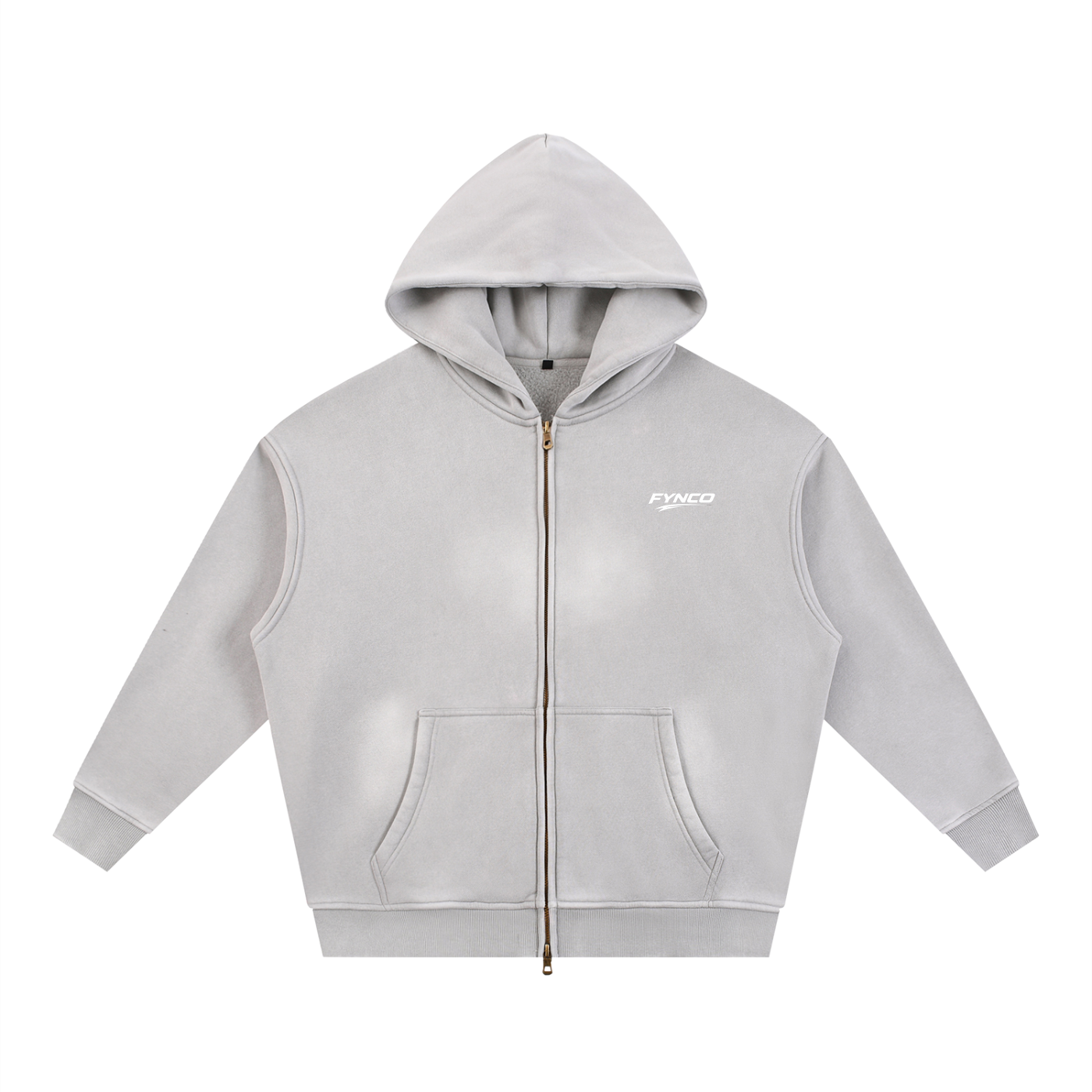 Fynco Sunfade Two-way Zipper Boxy Fleece Hoodie