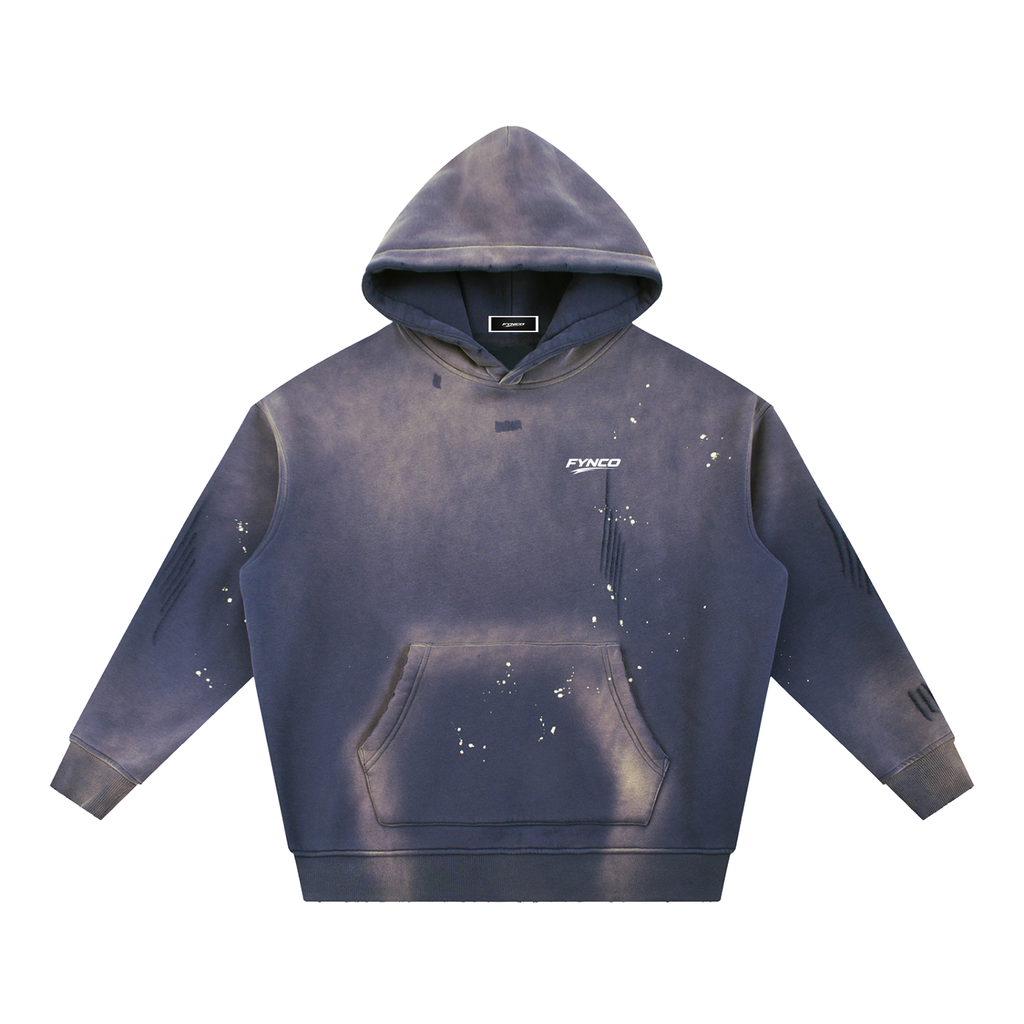 Fynco Vintage Washed Frayed Fleece Hoodie