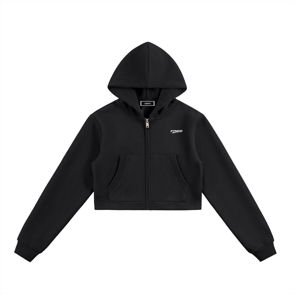 Fynco Essential Cropped Zip-Up Hoodie