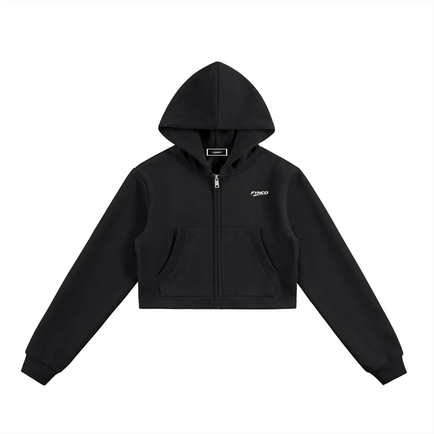 Fynco Essential Cropped Zip-Up Hoodie