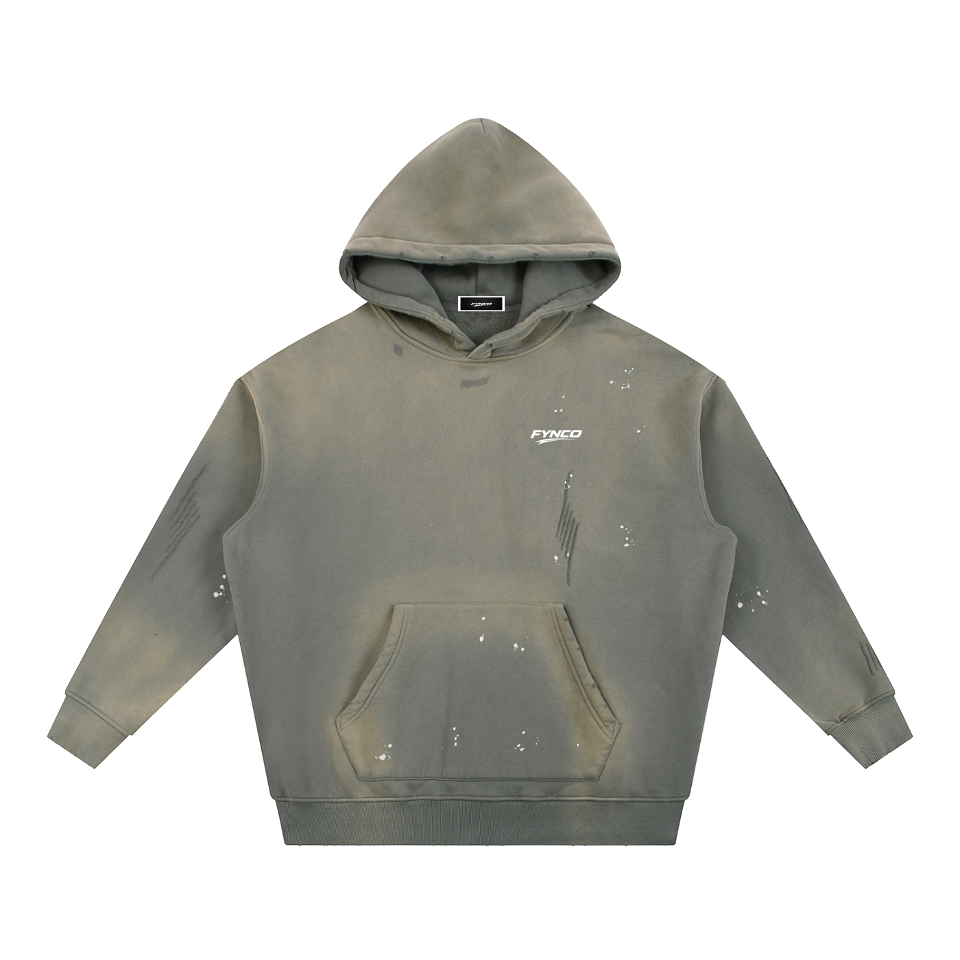 Fynco Vintage Washed Frayed Fleece Hoodie