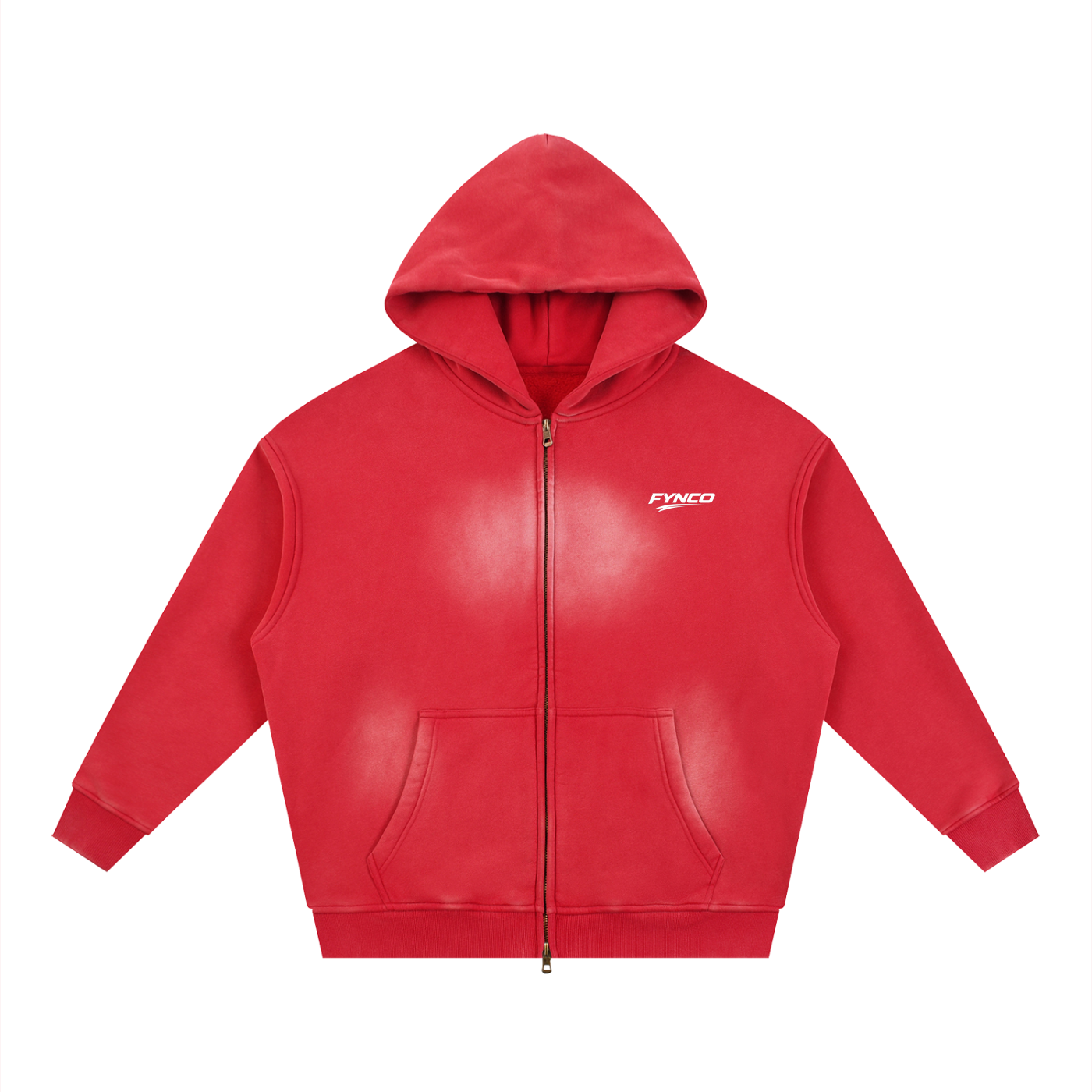 Fynco Sunfade Two-way Zipper Boxy Fleece Hoodie