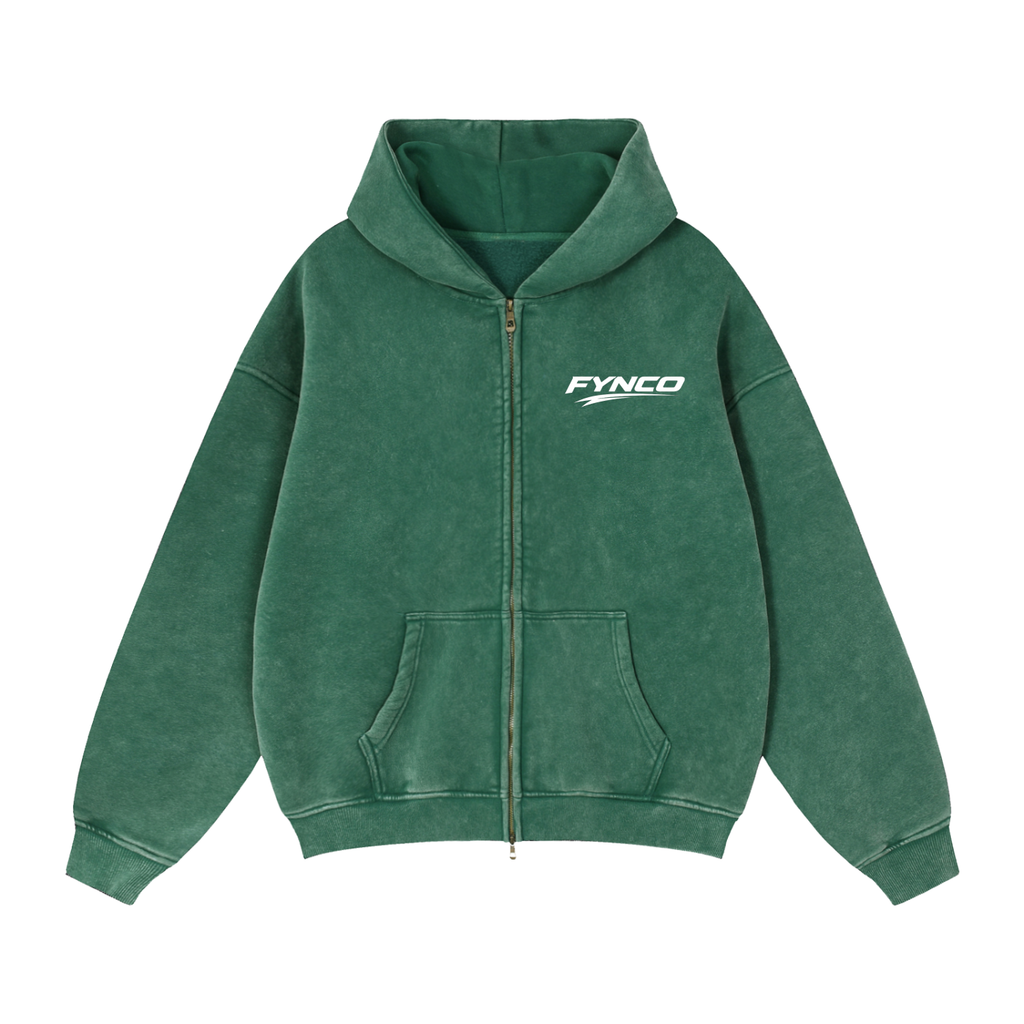 Fynco Zip-Through Boxy Fleece Hoodie