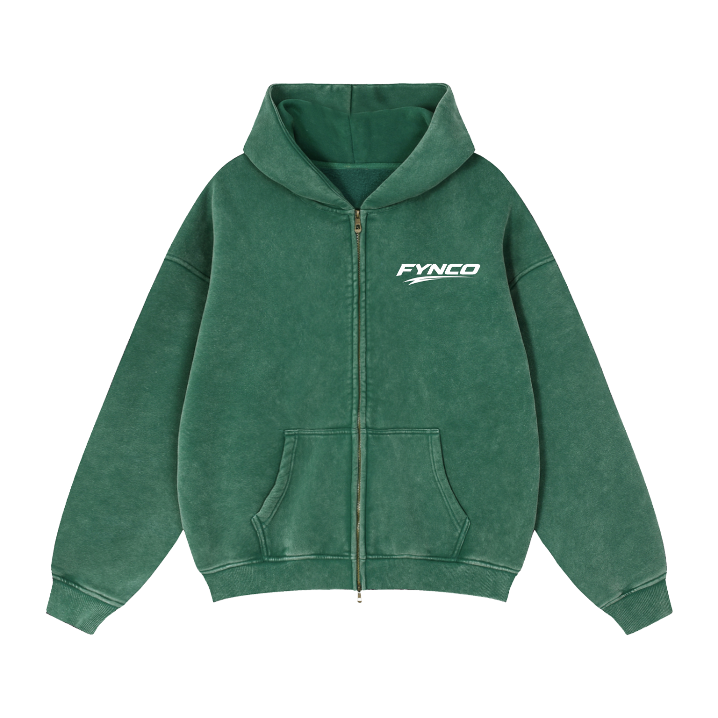 Fynco Zip-Through Boxy Fleece Hoodie