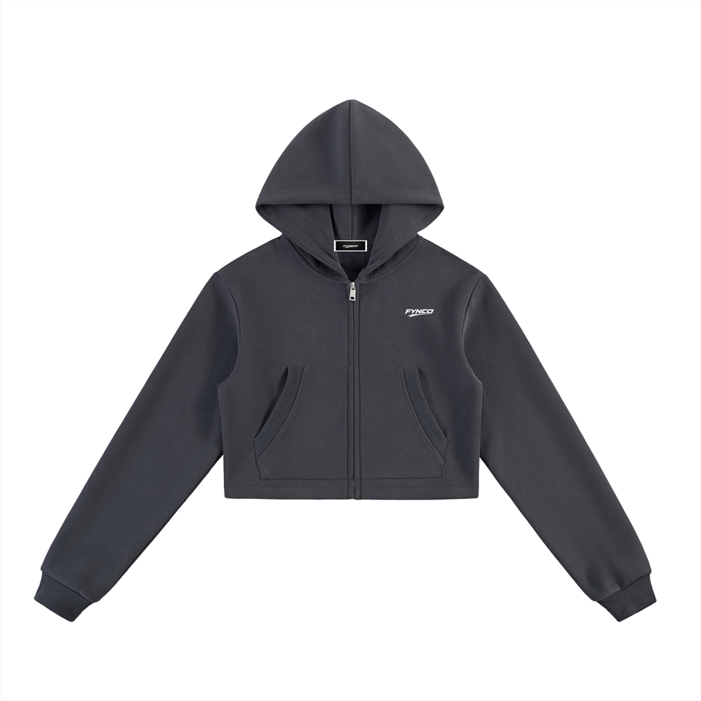 Fynco Essential Cropped Zip-Up Hoodie