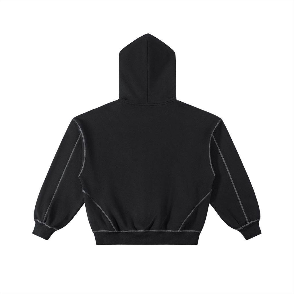 FYNCO Stitched Boxy Fleece Zip Hoodie