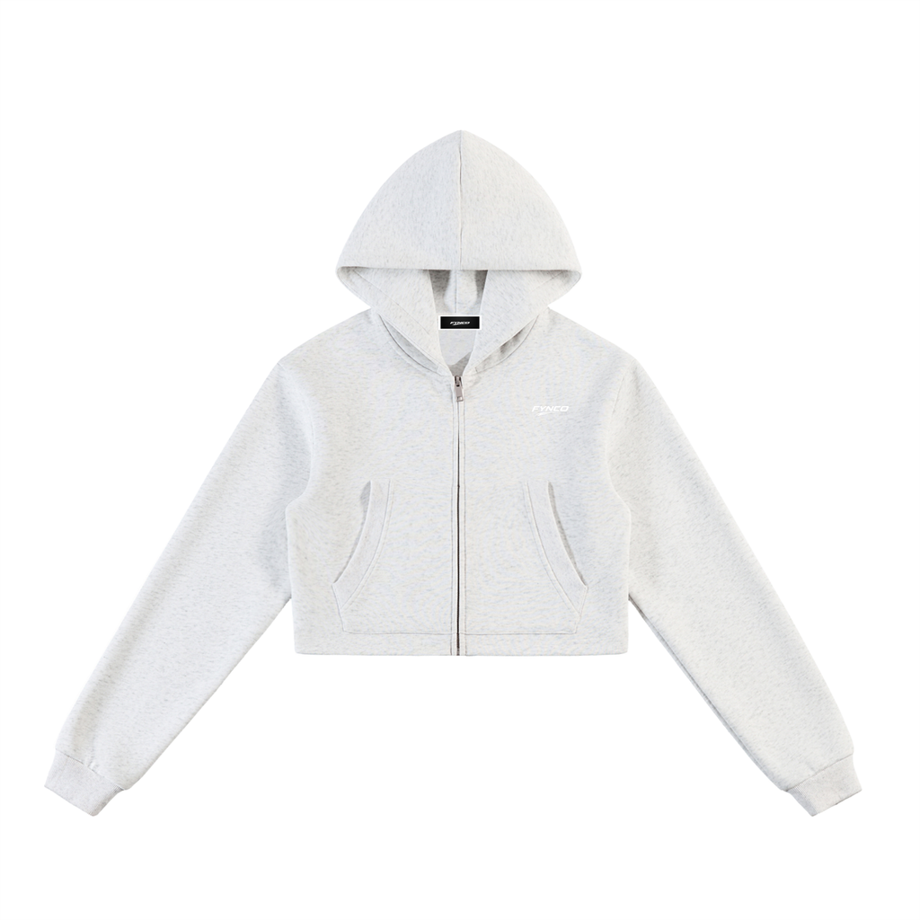 Fynco Essential Cropped Zip-Up Hoodie