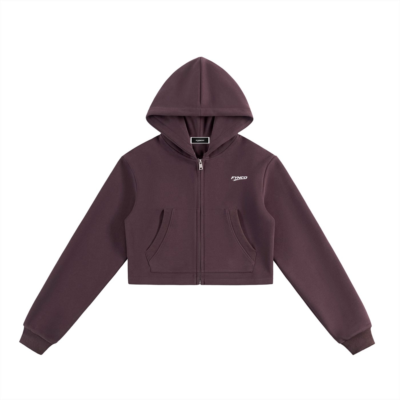 Fynco Essential Cropped Zip-Up Hoodie