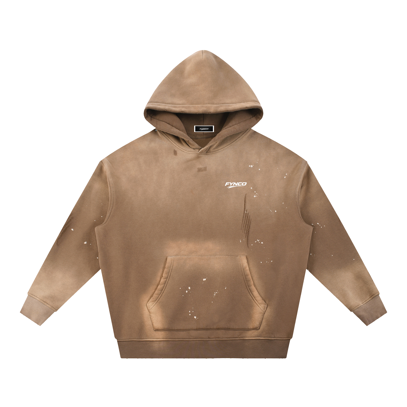 Fynco Vintage Washed Frayed Fleece Hoodie