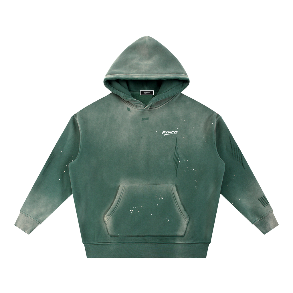 Fynco Vintage Washed Frayed Fleece Hoodie