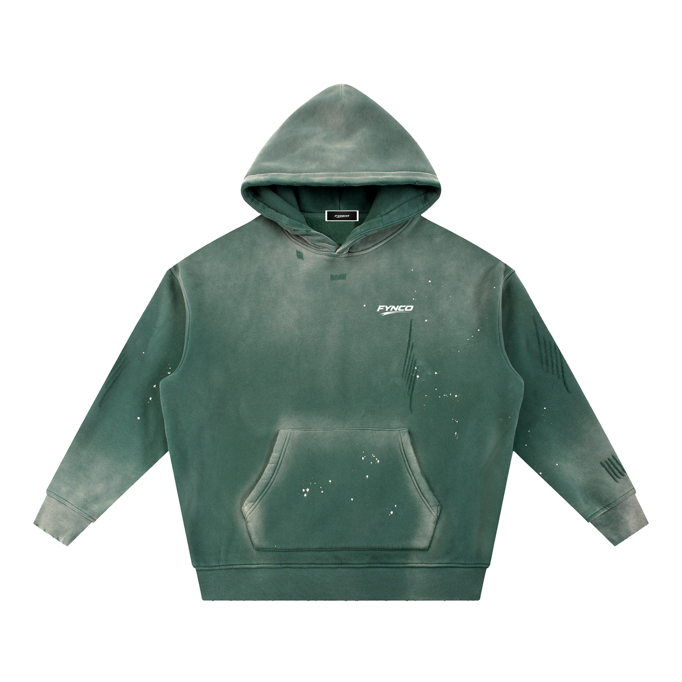 Fynco Vintage Washed Frayed Fleece Hoodie