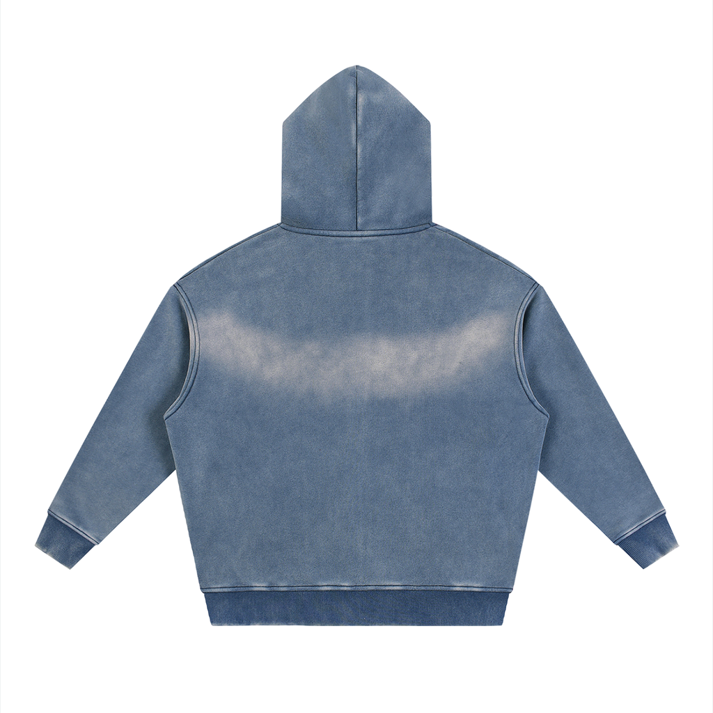 Fynco Sunfade Two-way Zipper Boxy Fleece Hoodie
