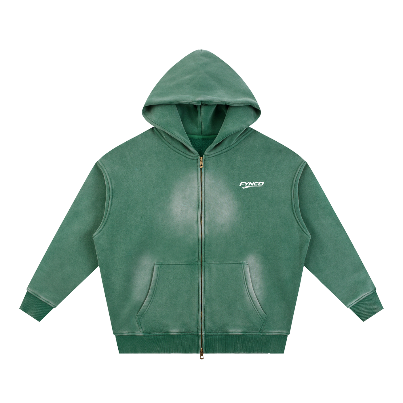 Fynco Sunfade Two-way Zipper Boxy Fleece Hoodie