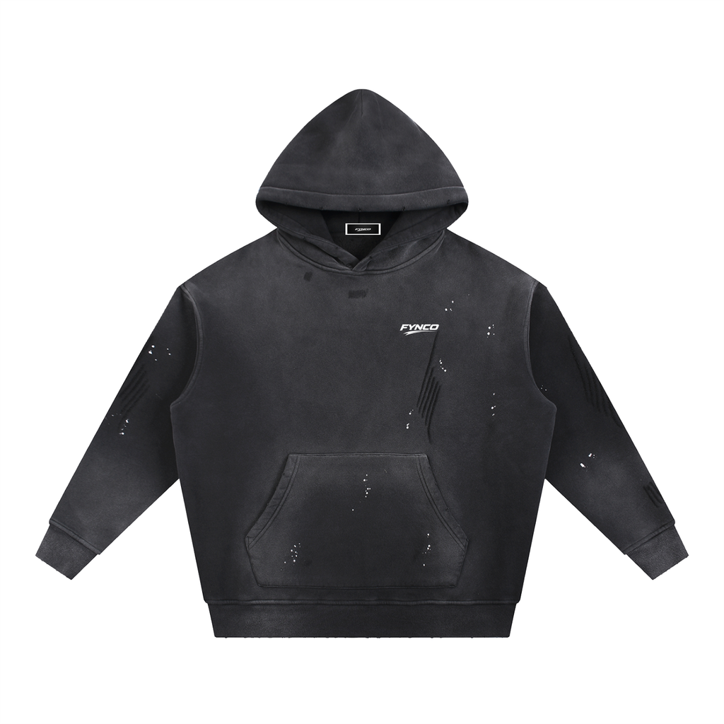 Fynco Vintage Washed Frayed Fleece Hoodie