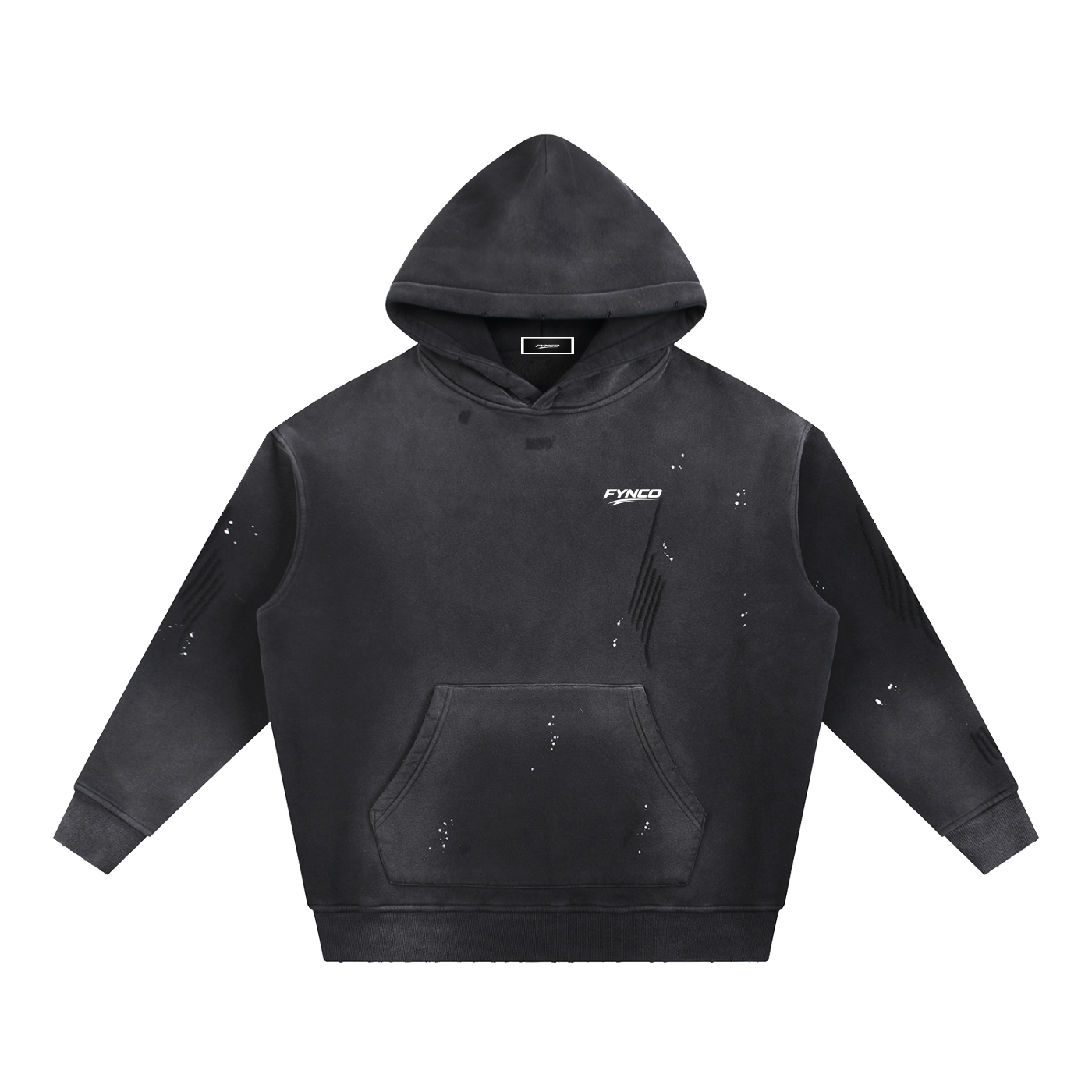Fynco Vintage Washed Frayed Fleece Hoodie