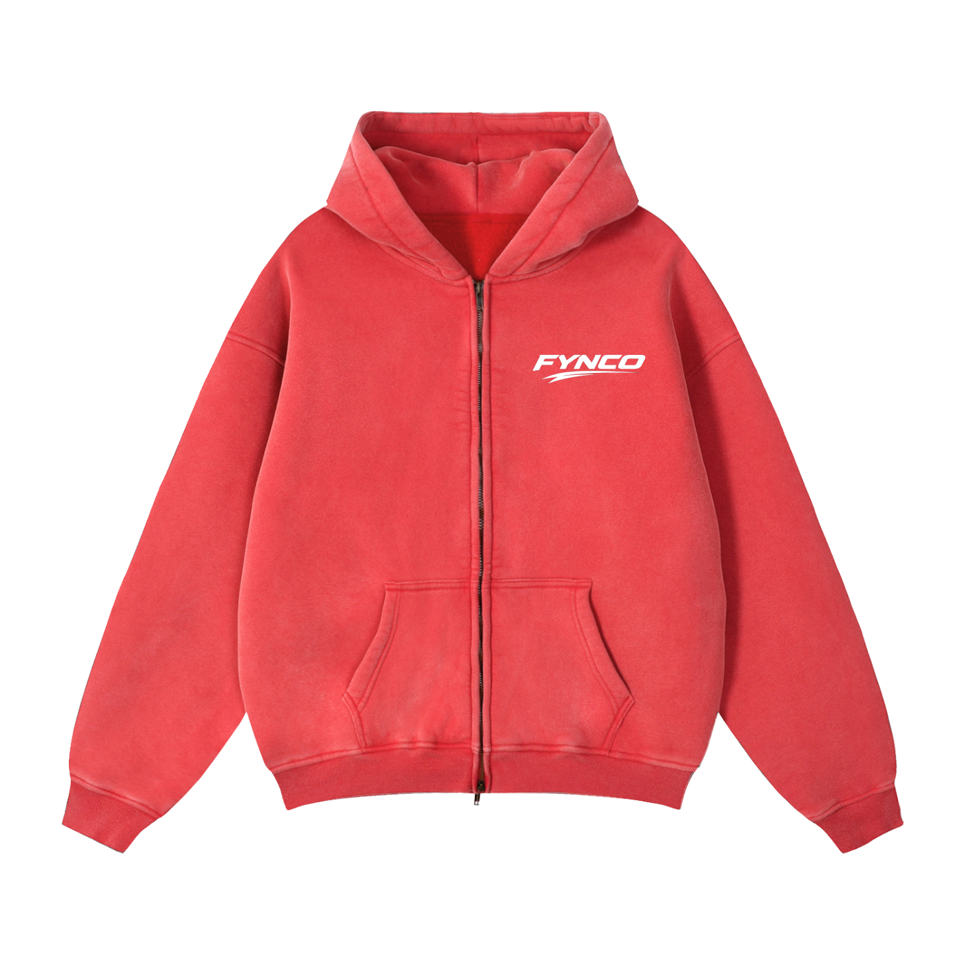 Fynco Zip-Through Boxy Fleece Hoodie