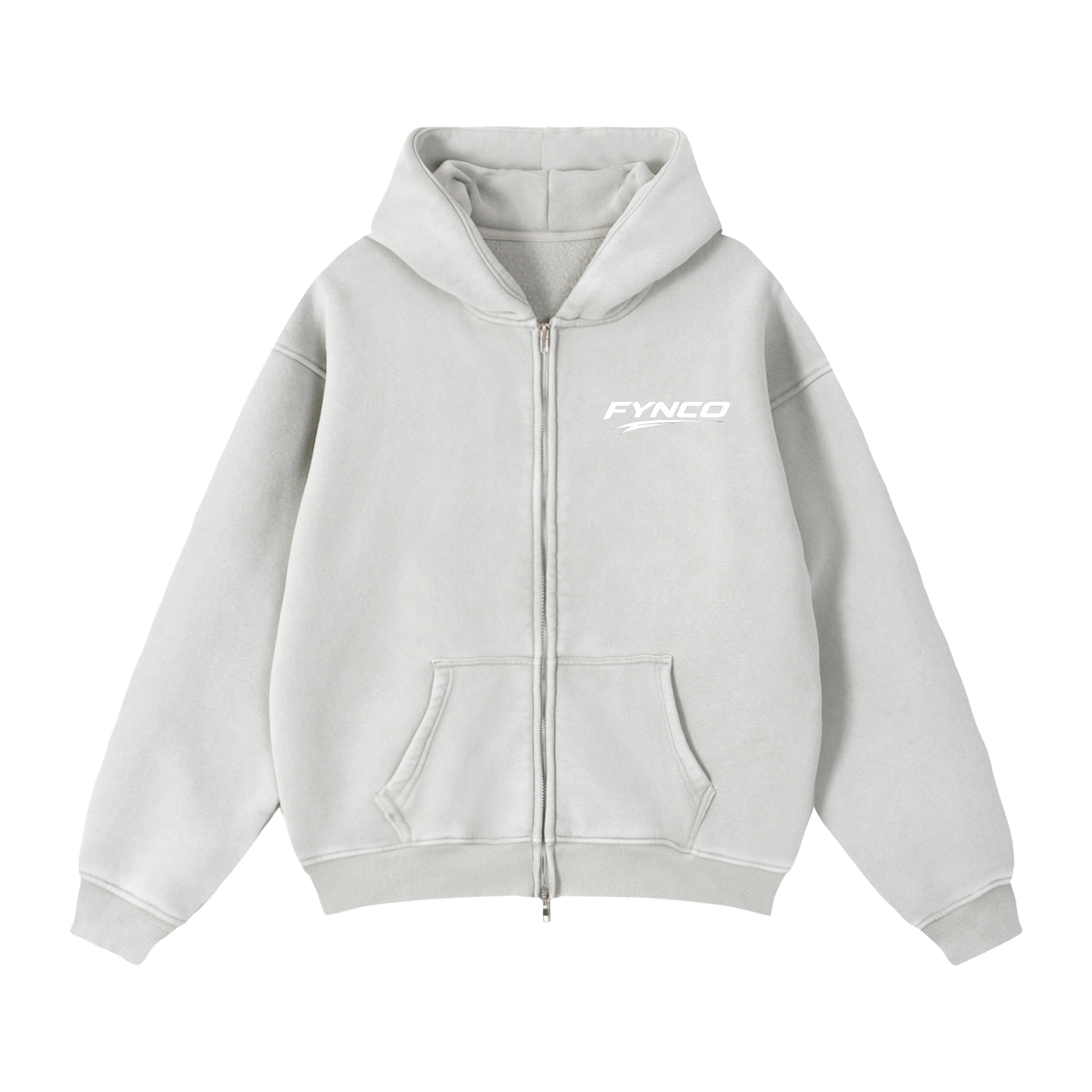 Fynco Zip-Through Boxy Fleece Hoodie