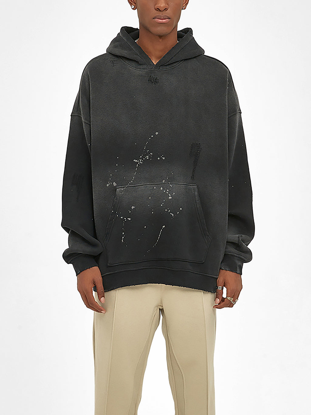 Fynco Vintage Washed Frayed Fleece Hoodie