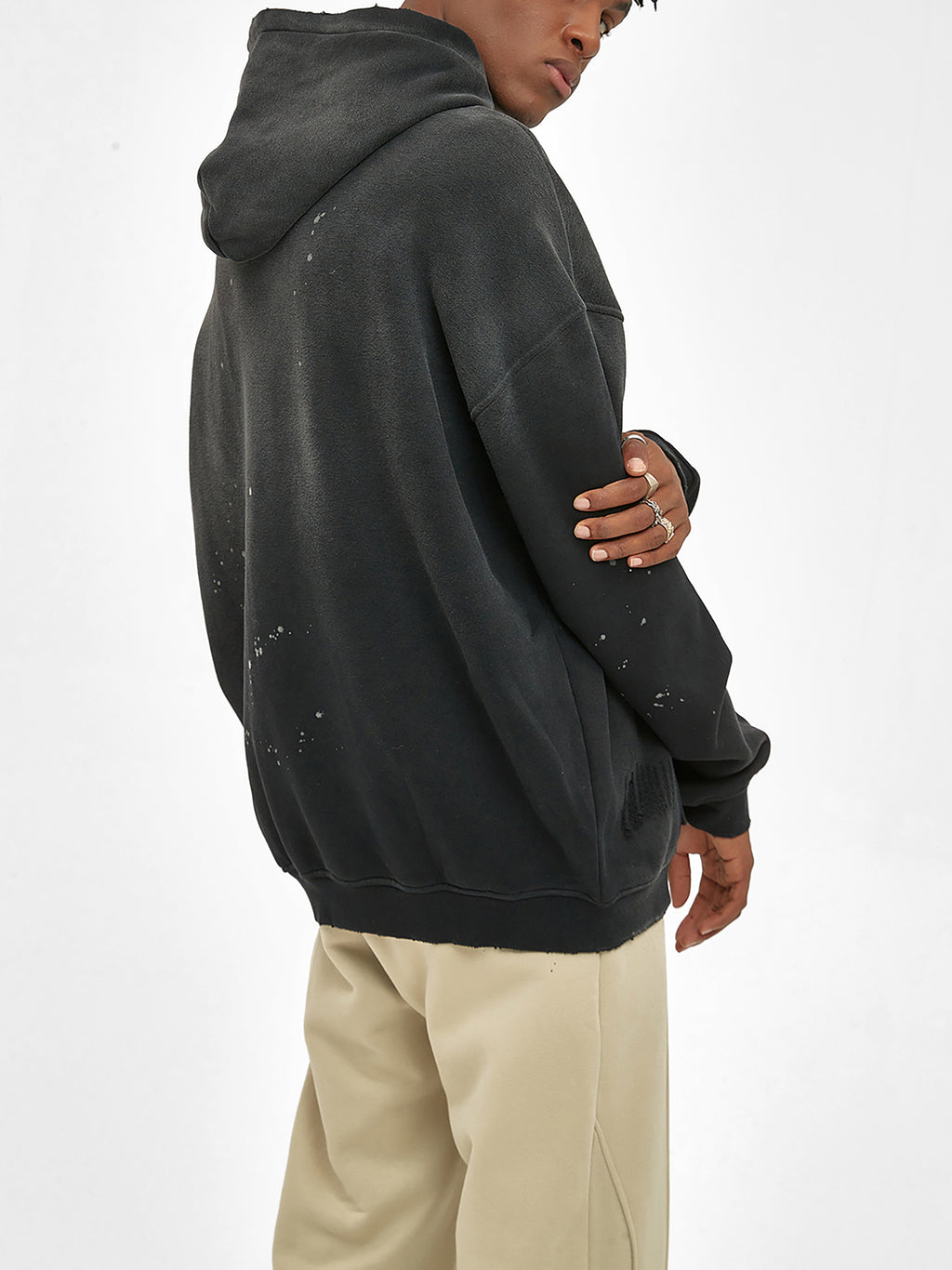 Fynco Vintage Washed Frayed Fleece Hoodie