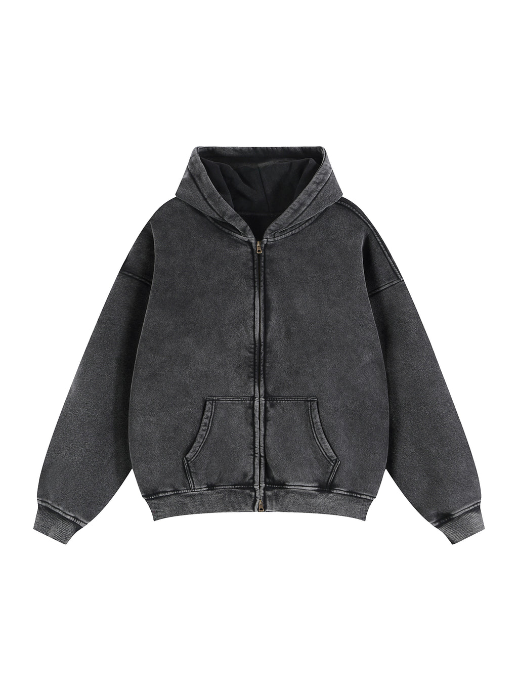 Fynco Zip-Through Boxy Fleece Hoodie