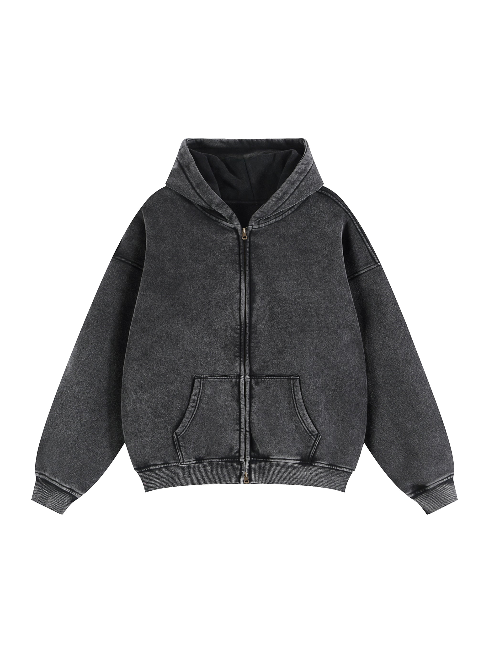 Fynco Zip-Through Boxy Fleece Hoodie