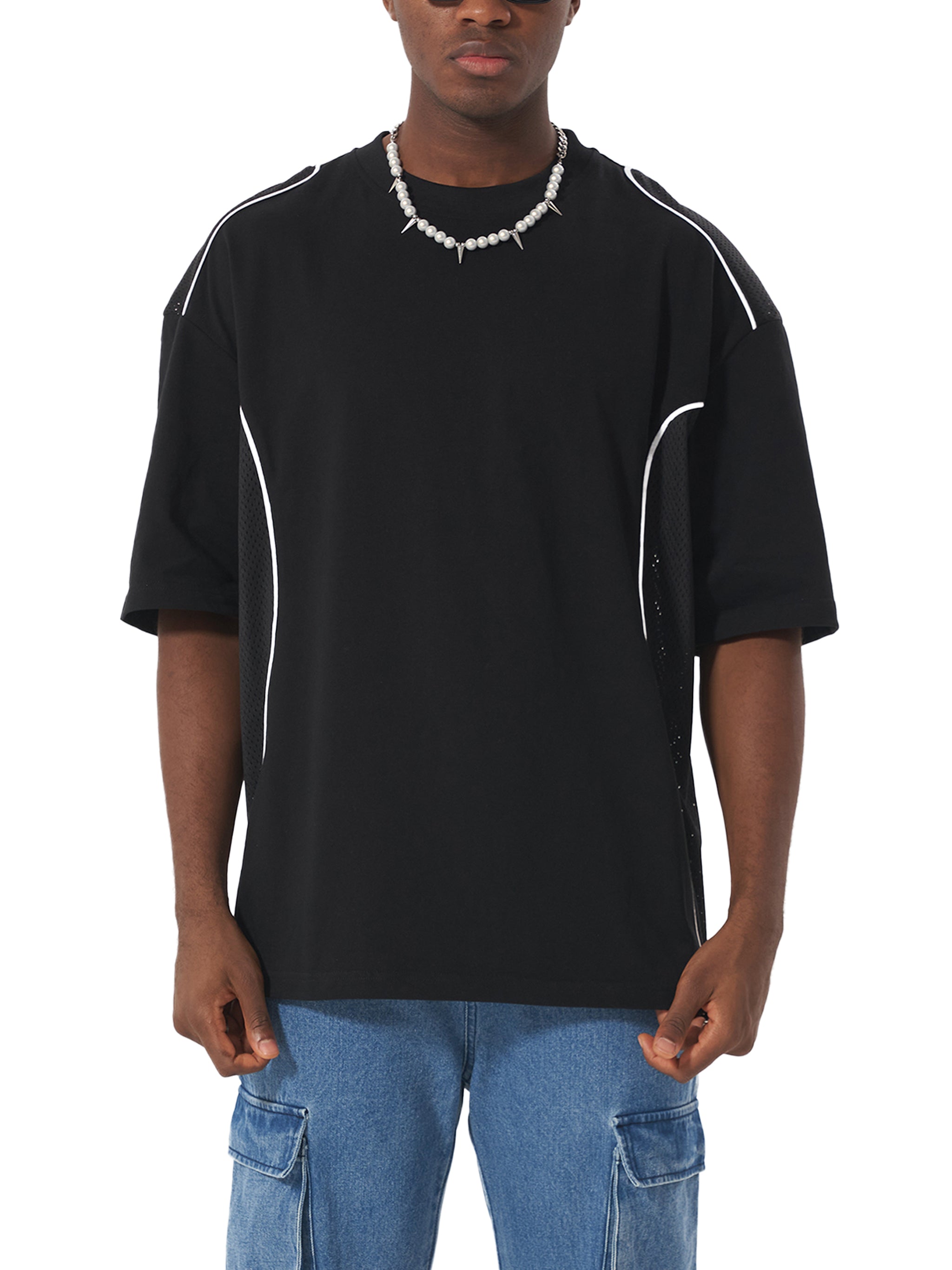 Fynco Contrast Piped Panel T-Shirt