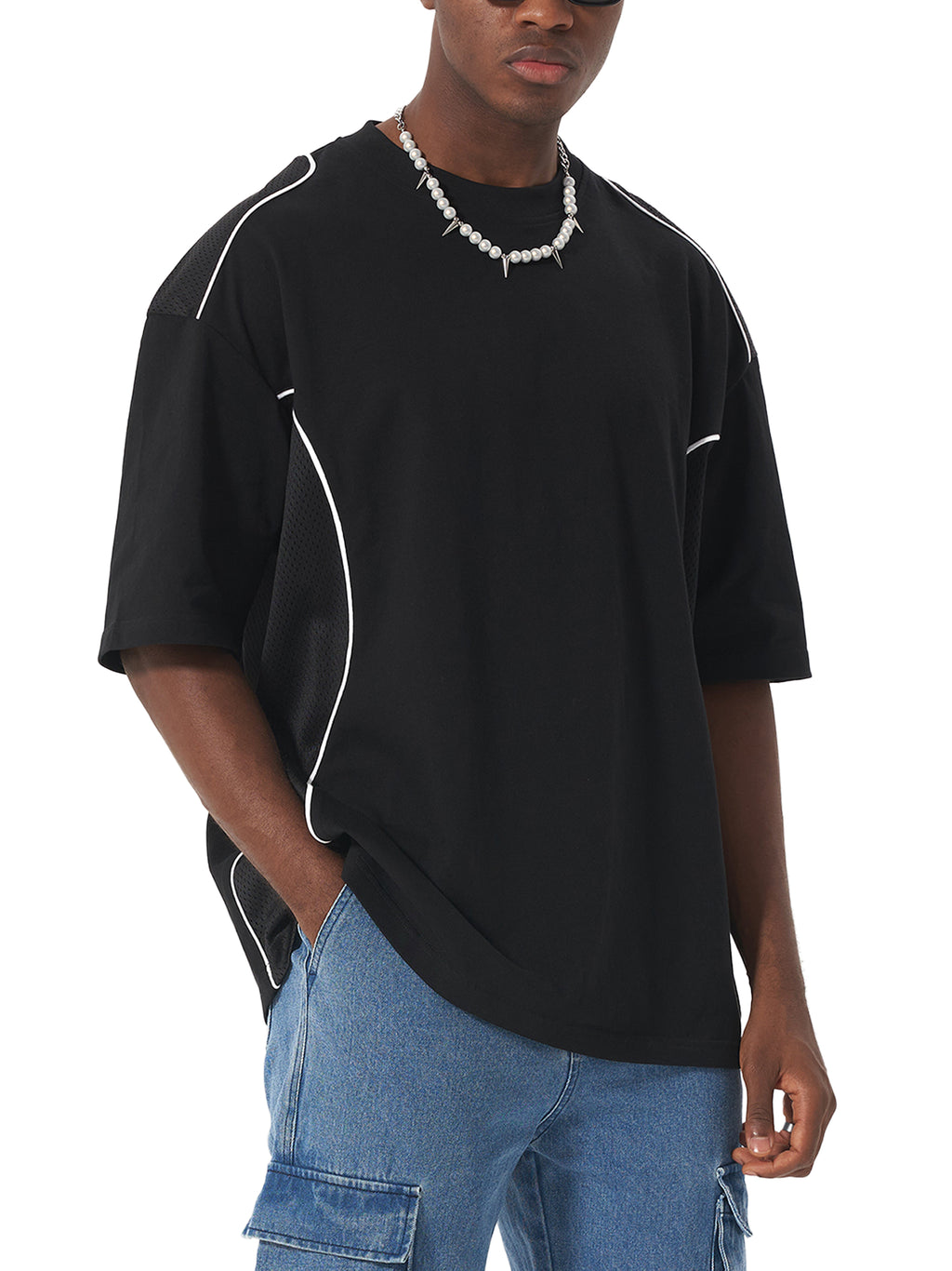 Fynco Contrast Piped Panel T-Shirt