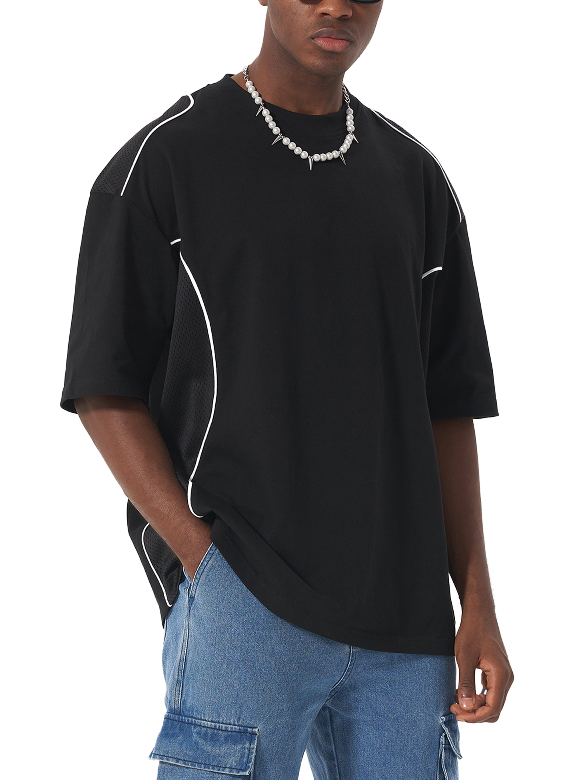 Fynco Contrast Piped Panel T-Shirt
