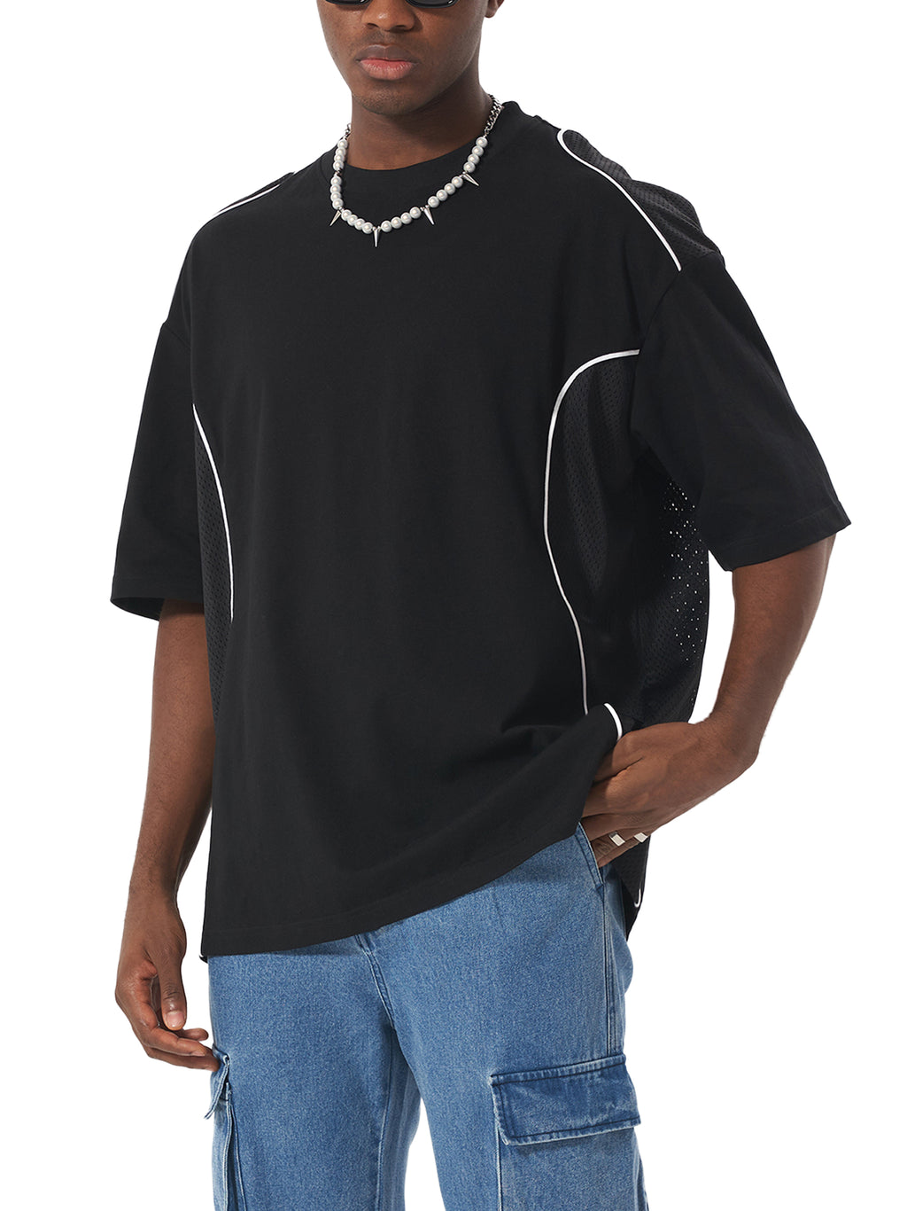 Fynco Contrast Piped Panel T-Shirt