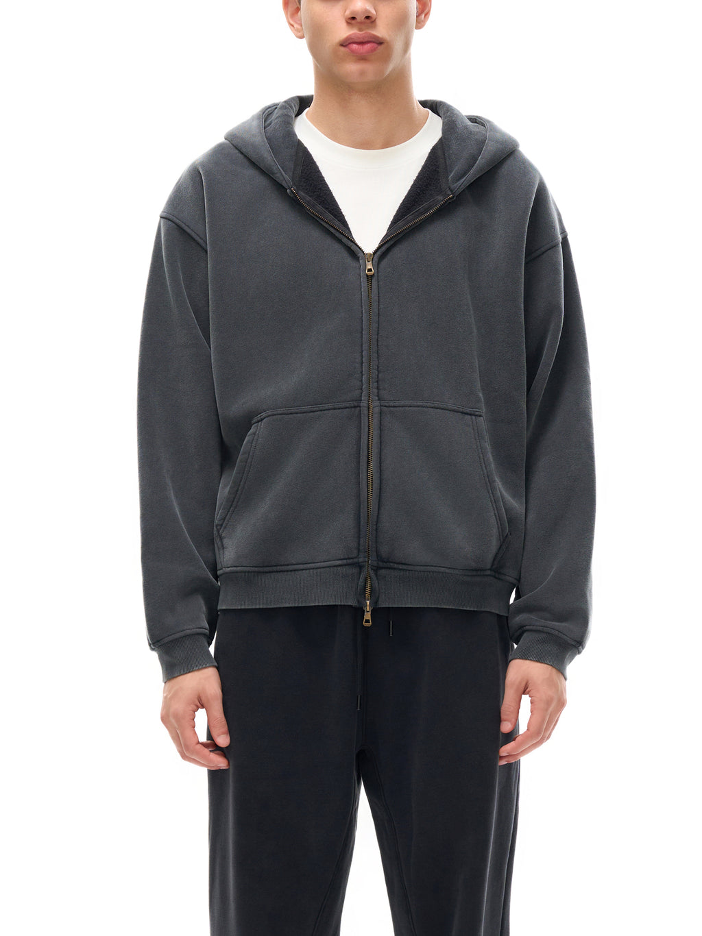 Fynco Zip-Through Boxy Fleece Hoodie