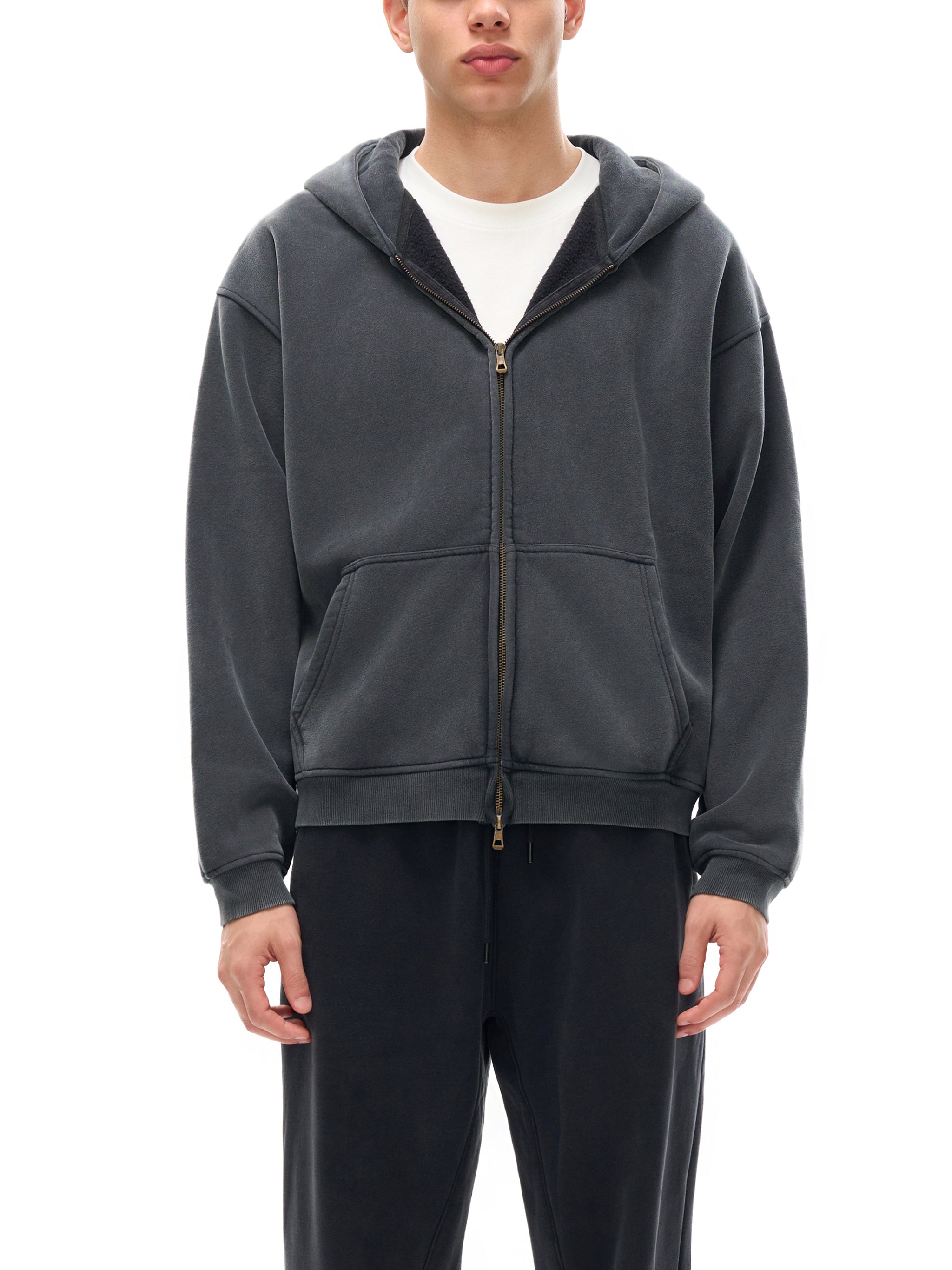 Fynco Zip-Through Boxy Fleece Hoodie