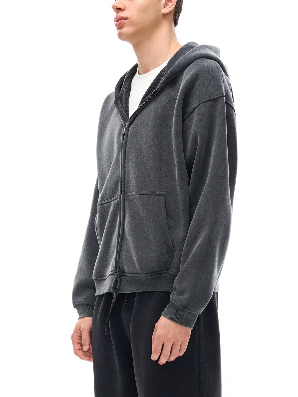 Fynco Zip-Through Boxy Fleece Hoodie