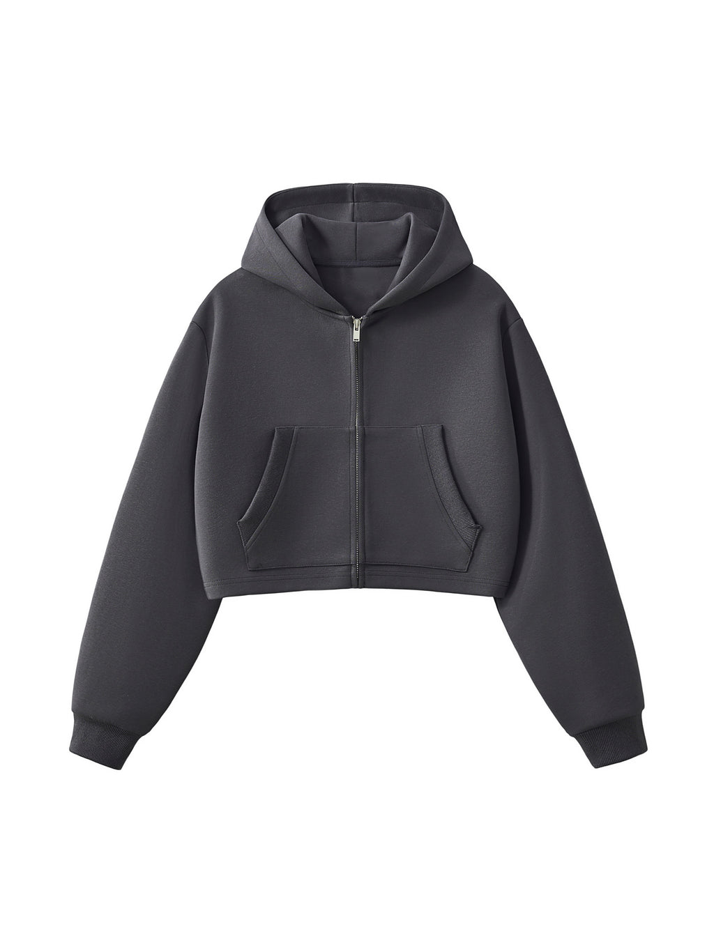 Fynco Essential Cropped Zip-Up Hoodie
