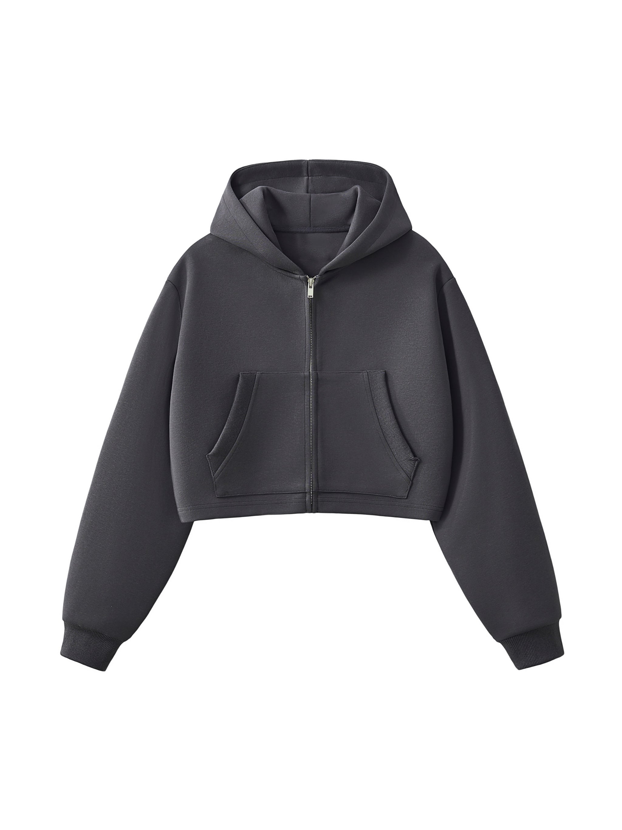 Fynco Essential Cropped Zip-Up Hoodie