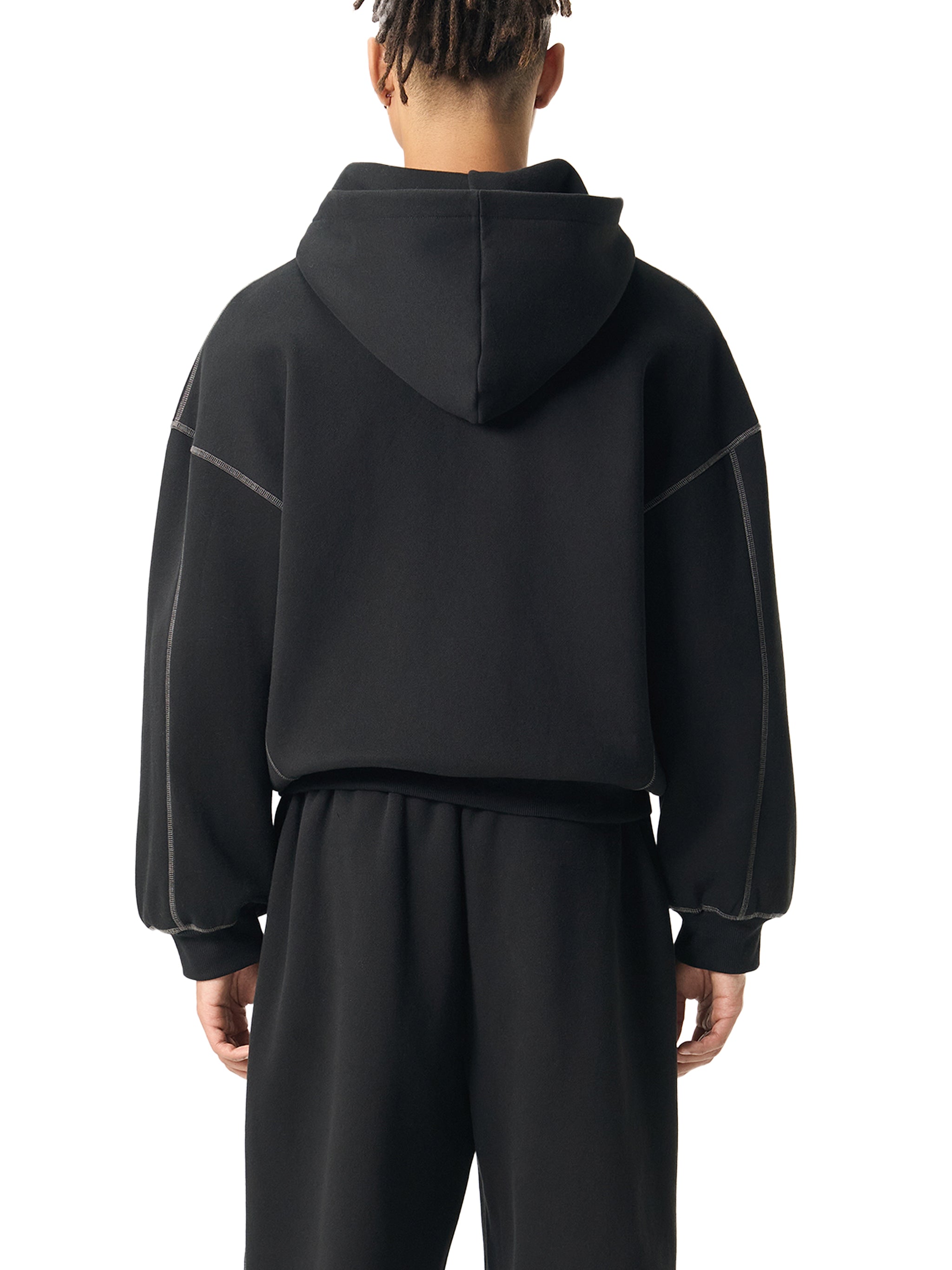 FYNCO Stitched Boxy Fleece Zip Hoodie