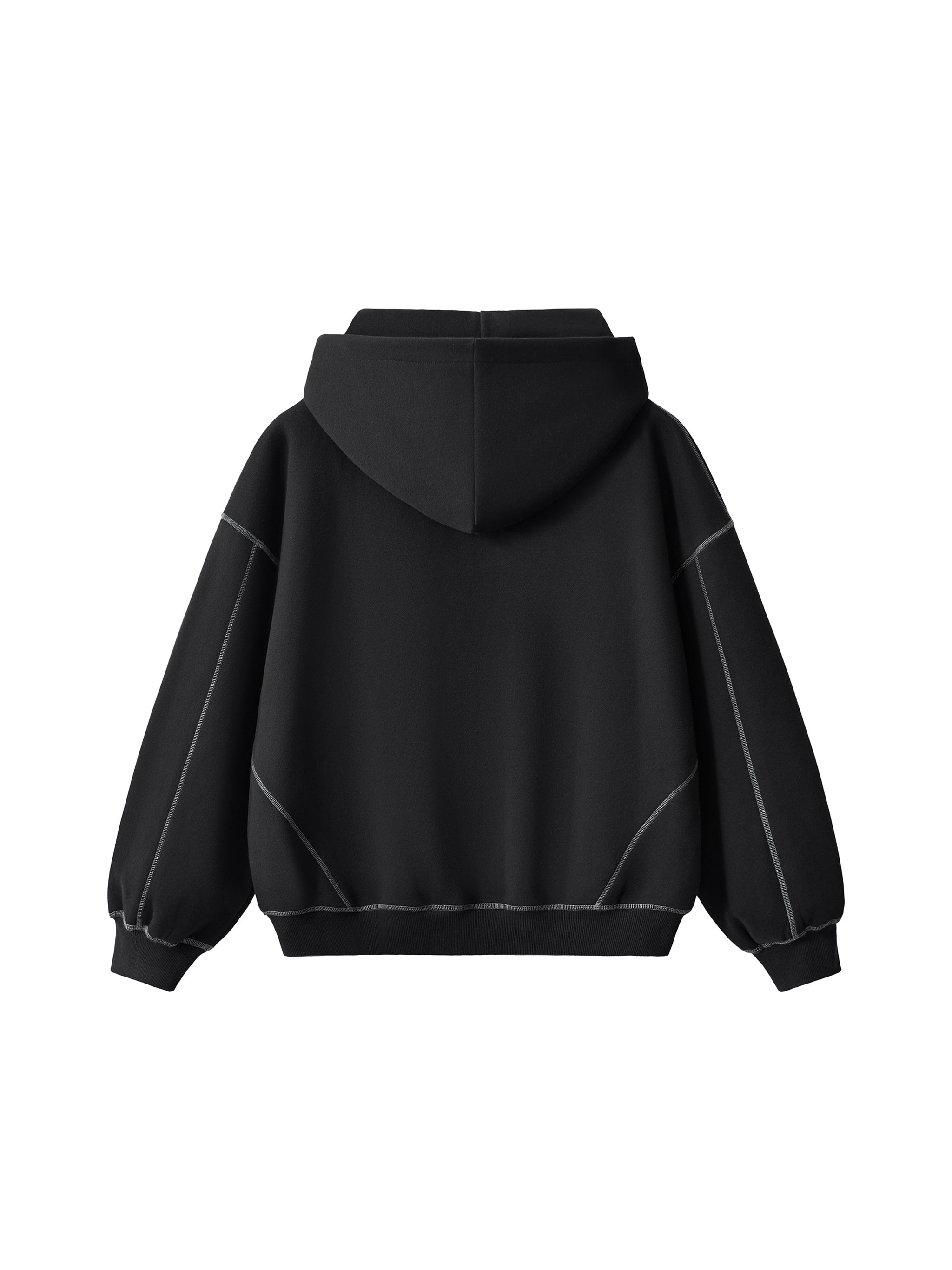 FYNCO Stitched Boxy Fleece Zip Hoodie