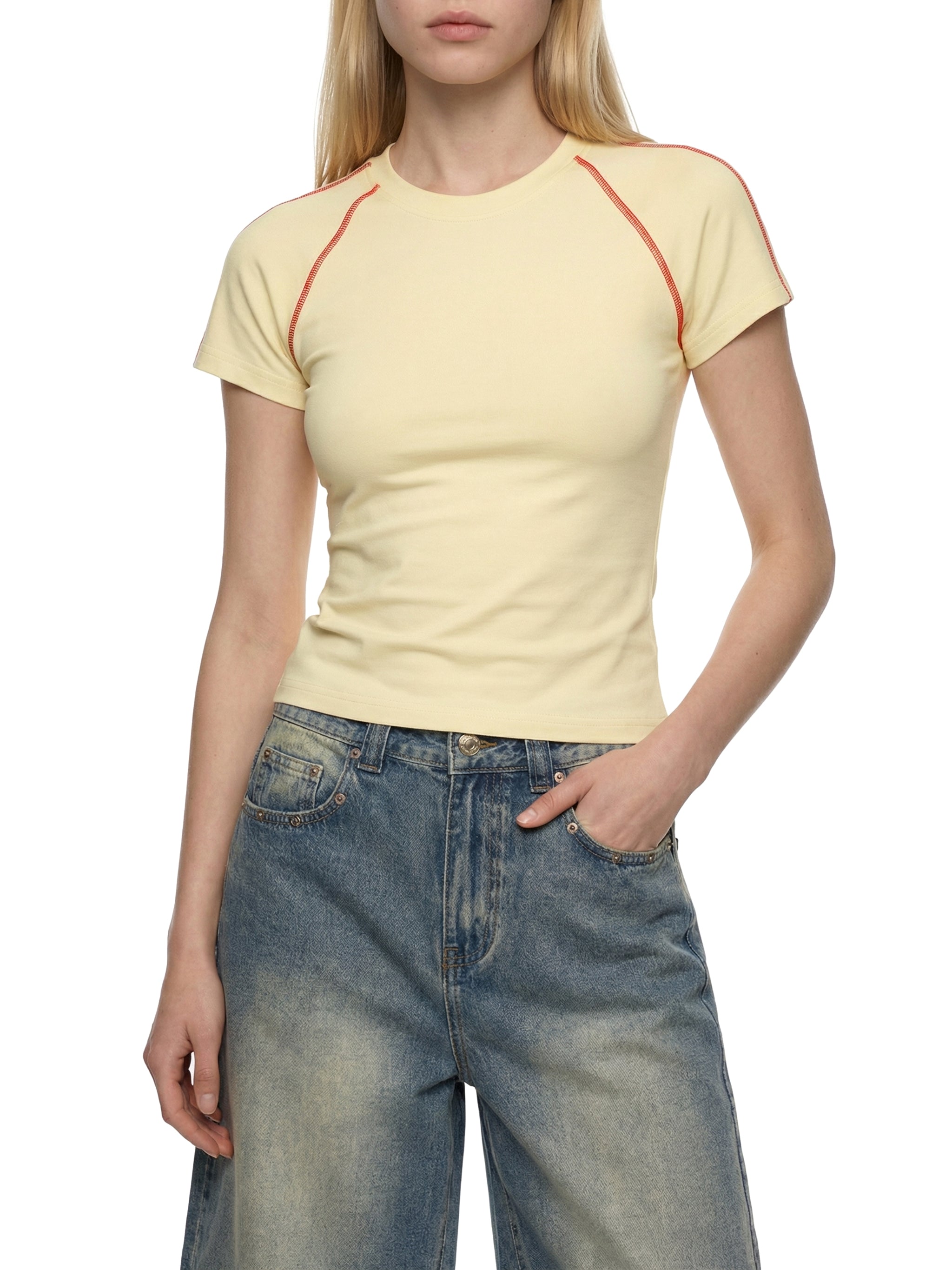 Fynco Women's Contrast Stitch Raglan T-Shirt